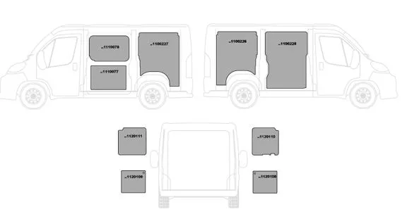 Kit Rivestimenti vano di carico in Alluminio Liscio MERCEDES SPRINTER L1-H1 dal 2018 lung. tot. 5267 Passo 3259