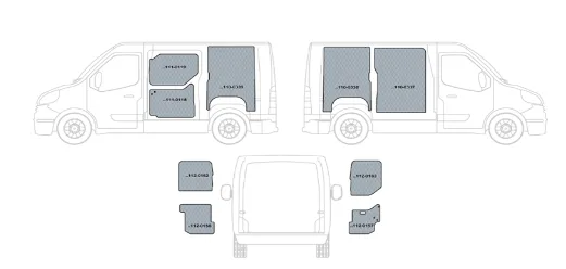 Kit rivestimenti vano di carico in alluminio liscio CITROEN BERLINGO L2-H1 Dal 2008 Lung. Tot. 4753 Passo 2728 Tetto H1 (Basso)
